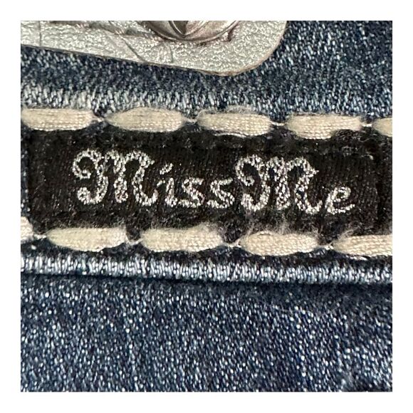 Miss Me Embellished Distressed Mid Rise Easy Skinny Jeans Sz 27 - Picture 6 of 15